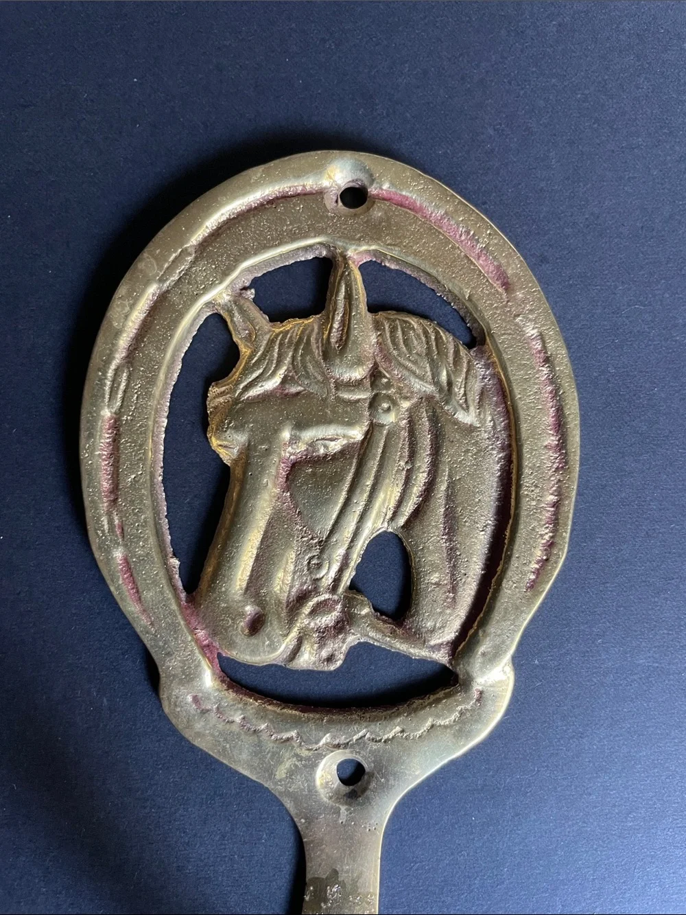 Vintage Brass Horse Head Wall Hook
